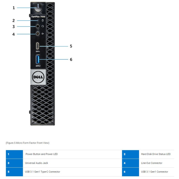 ⁦DELL OptiPlex 7050 MINI PC Intel® Core™ i5-7500T 16GB 512GB SSD DP+HDMI Win11 Pro⁩ – תמונה ⁦3⁩